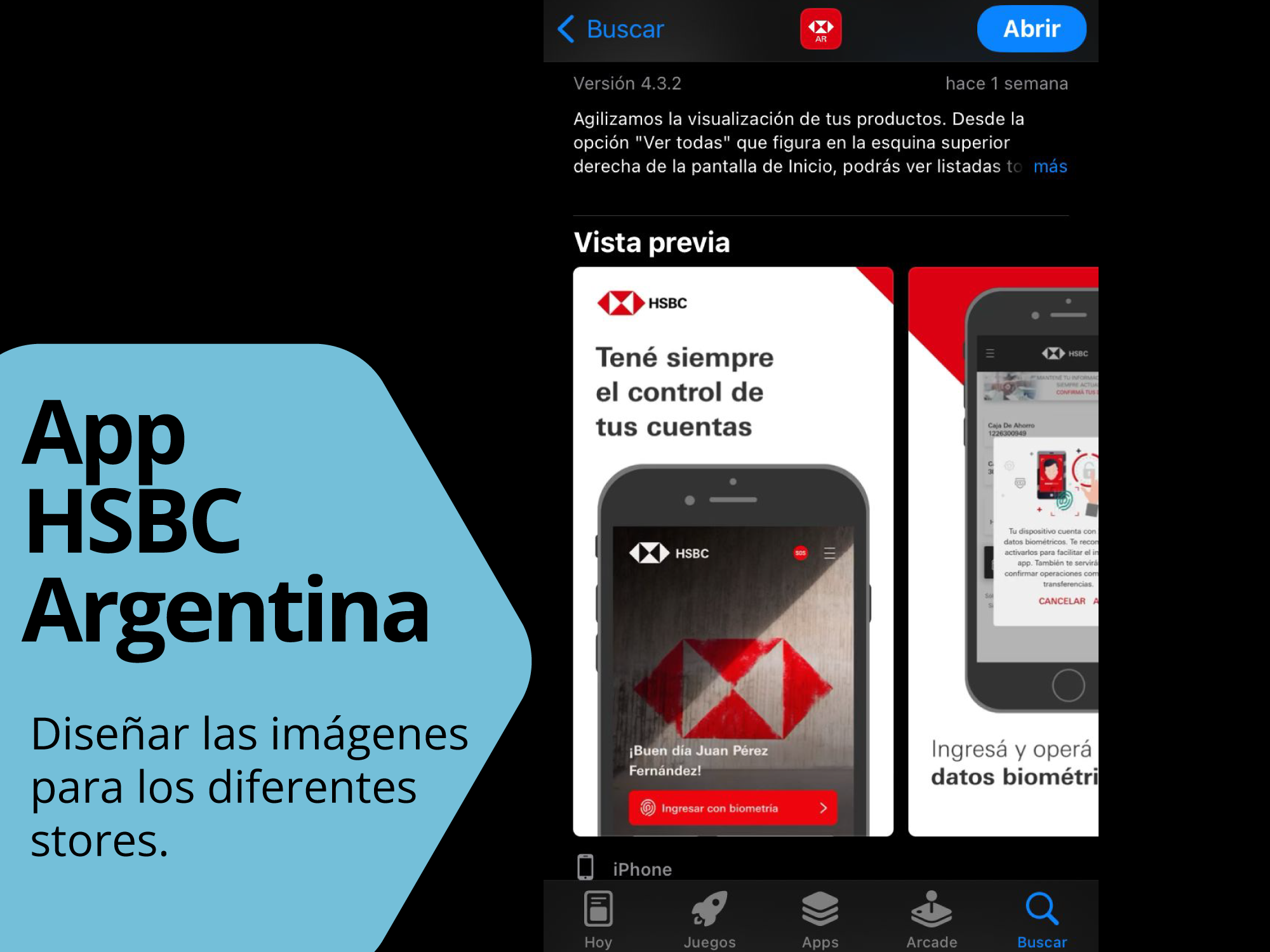 App HSBC Argentina: Imágenes para los stores.